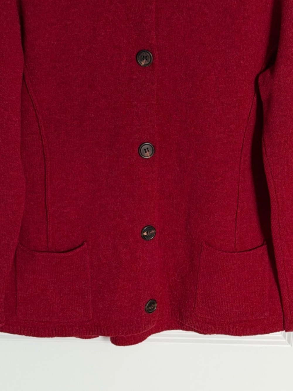 Eileen Fisher Women's Red Wool Button-Front Wool Pea Coat Size XL 39966 - Picture 7 of 15
